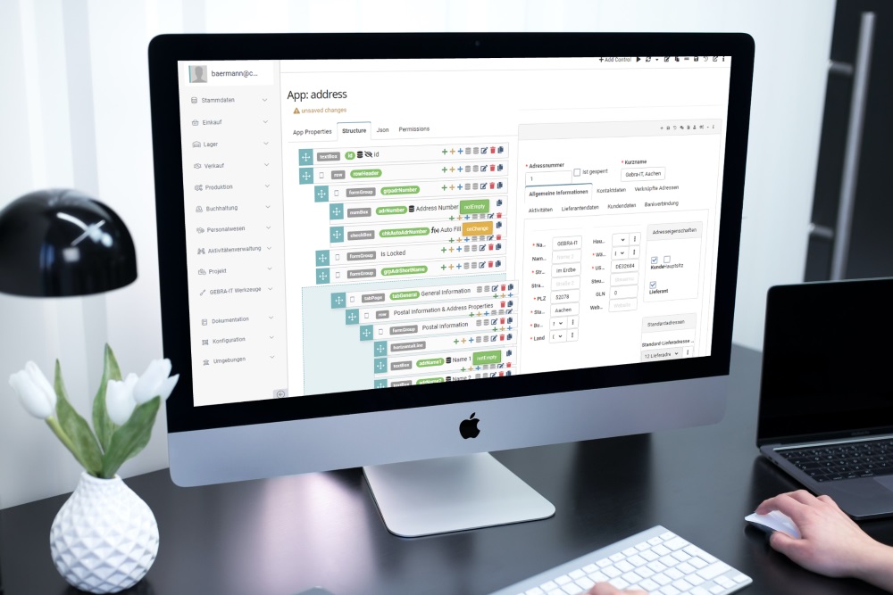 Mock-up ERP-System von GEBRA-IT