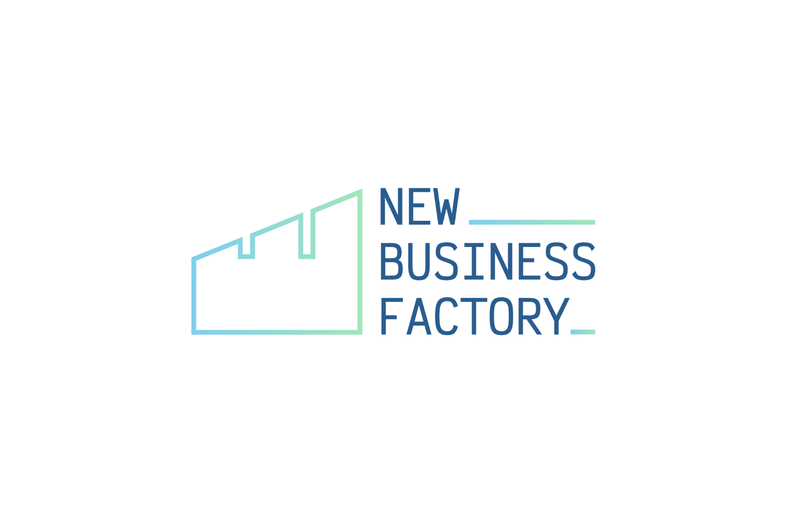 Logo der New Business Factory mit Schriftzug und einer gezeichneten Fabrik