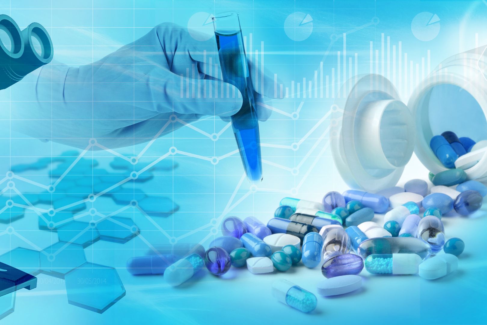 pharmaceutical and biochemistry research concept background 3d illustration